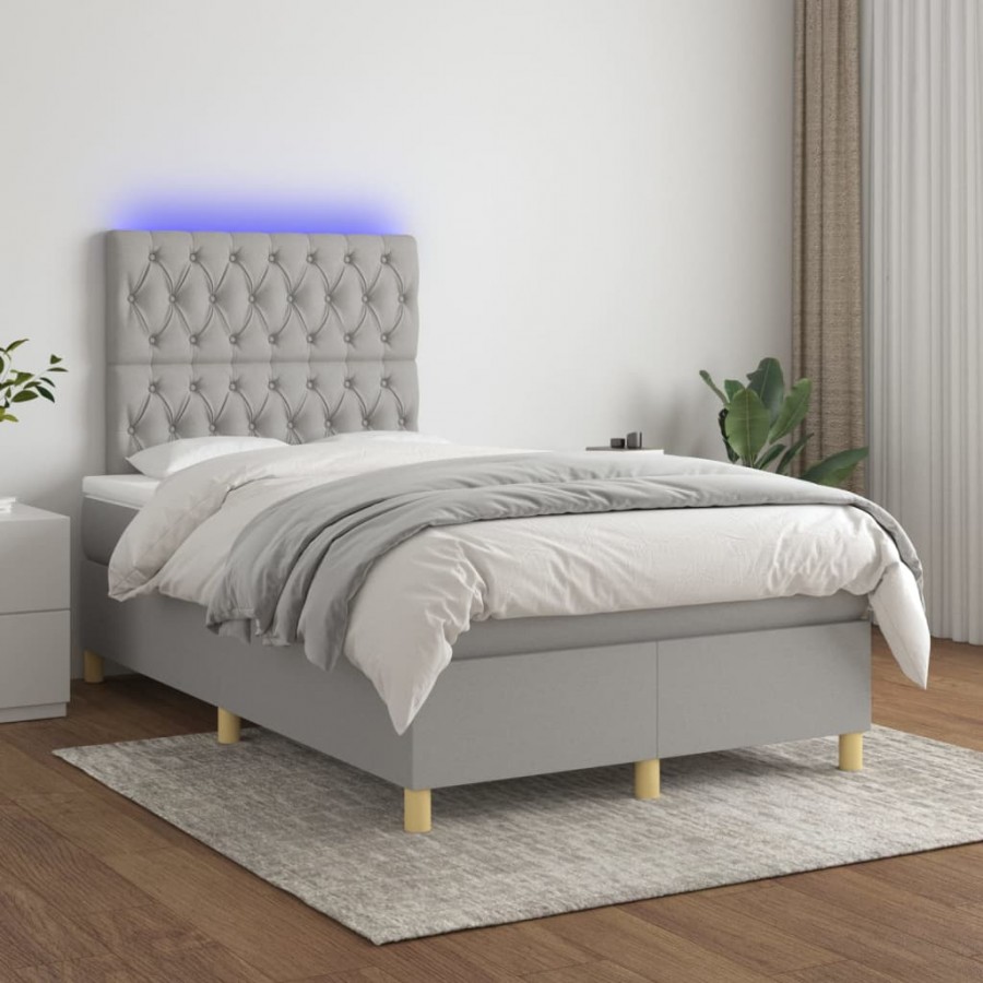 Cadre de lit matelas et LED Gris clair 120x200 cm