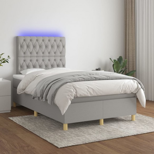 Cadre de lit matelas et LED Gris clair 120x200 cm