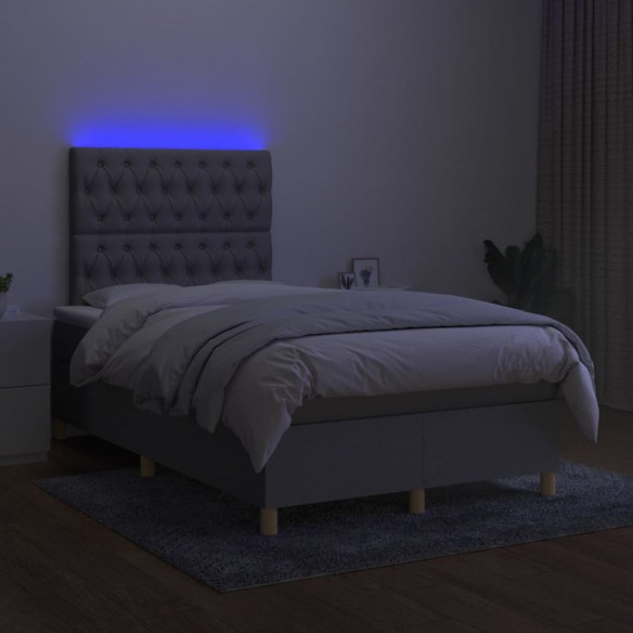 Cadre de lit matelas et LED Gris clair 120x200 cm