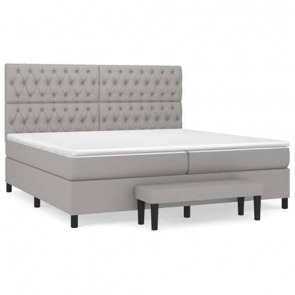 Cadre de lit avec matelas Gris clair 200x200cm Tissu