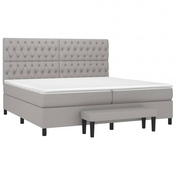 Cadre de lit avec matelas Gris clair 200x200cm Tissu