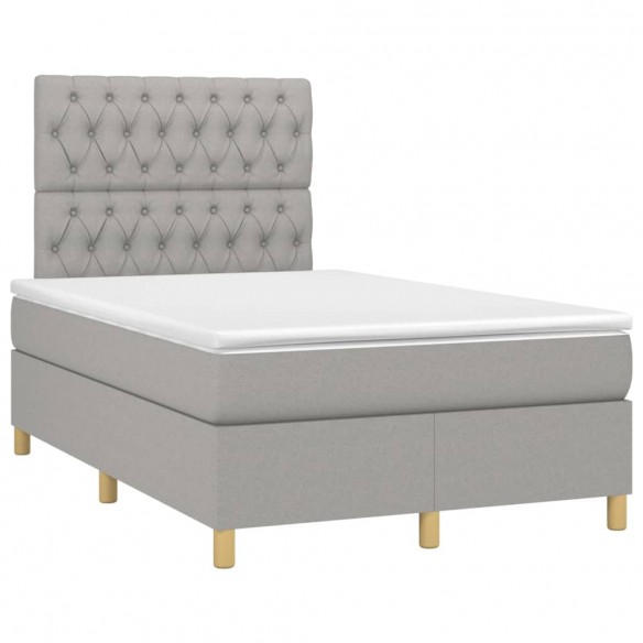 Cadre de lit avec matelas Gris clair 120x200cm Tissu