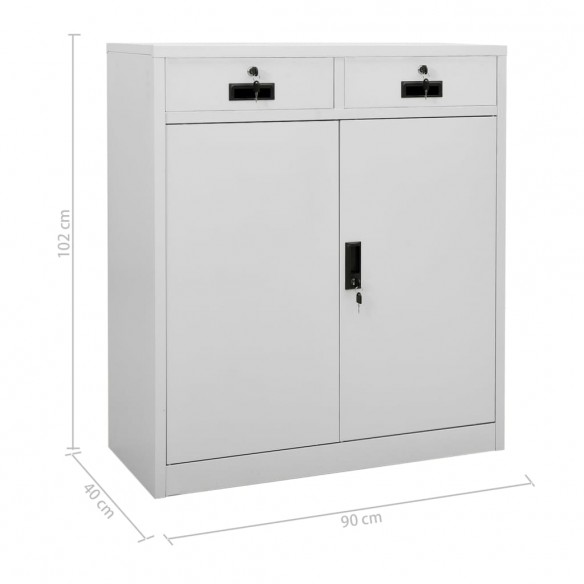 Armoire de bureau Gris clair 90x40x102 cm Acier