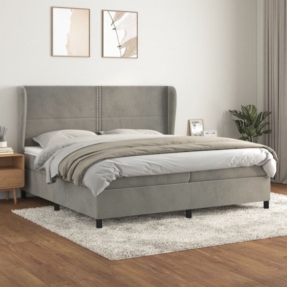 Cadre de lit et matelas Gris clair 200x200cm Velours