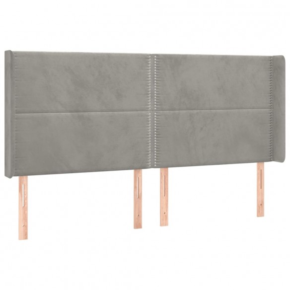 Tête de lit avec oreilles Gris clair 203x16x118/128 cm Velours