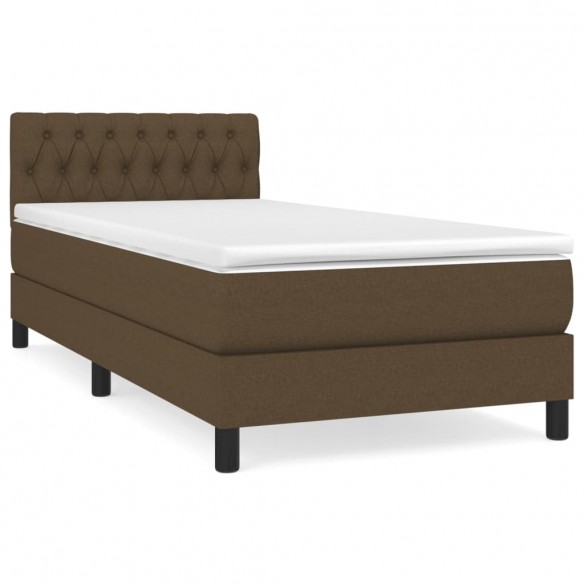 Cadre de lit avec matelas Marron foncé 100x200 cm