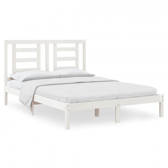 Cadre de lit Blanc Bois de pin massif 140x190 cm