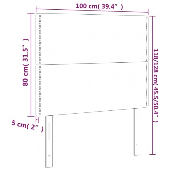 Têtes de lit 2 pcs Gris clair 100x5x78/88 cm Velours