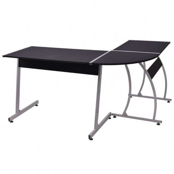 Bureau d'angle en forme de L Noir