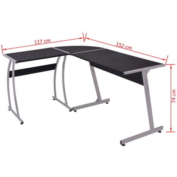 Bureau d'angle en forme de L Noir