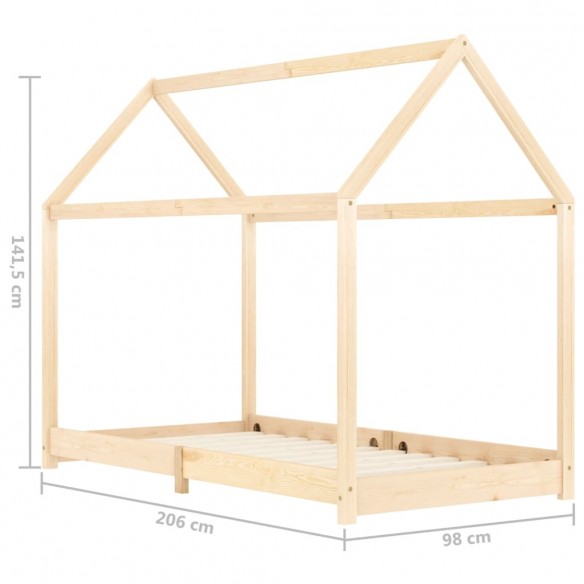 Cadre de lit d'enfant Bois de pin massif 90 x 200 cm