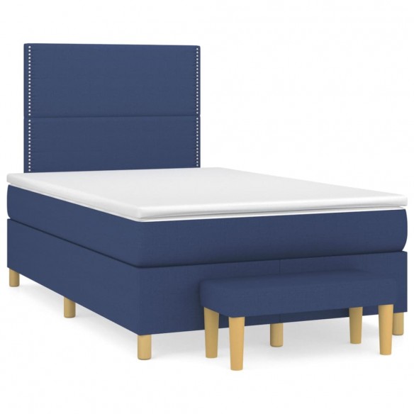 Cadre de lit avec matelas Bleu 120x200 cm Tissu