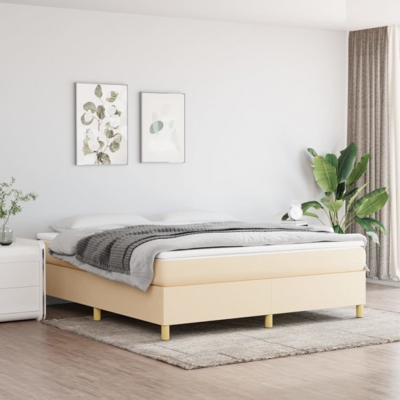 Cadre de lit avec matelas Crème 160x200 cm Tissu