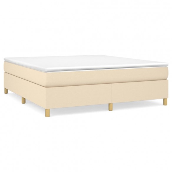 Cadre de lit avec matelas Crème 160x200 cm Tissu