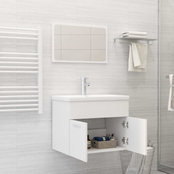 Ensemble de meubles salle de bain 2 pcs Blanc Bois d'ingénierie