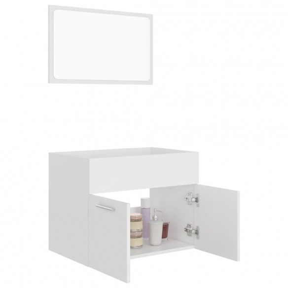 Ensemble de meubles salle de bain 2 pcs Blanc Bois d'ingénierie