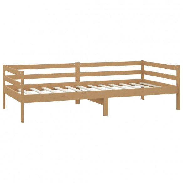 Lit de repos et tiroirs 90x200cm Marron miel Bois de pin massif