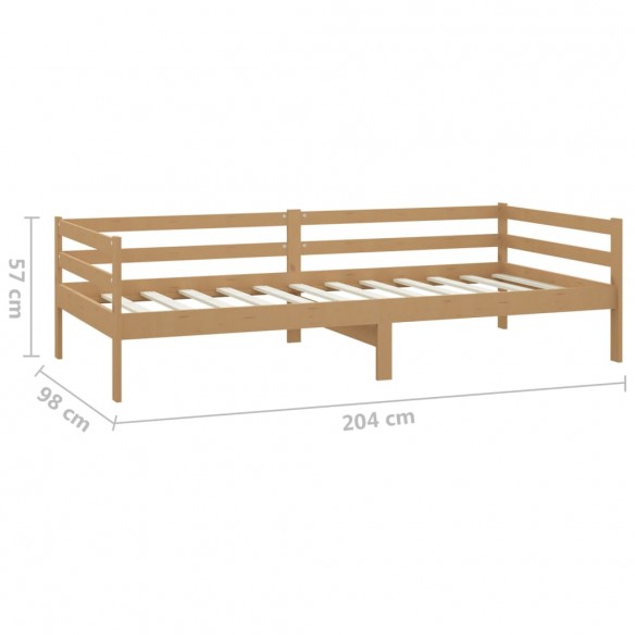 Lit de repos et tiroirs 90x200cm Marron miel Bois de pin massif