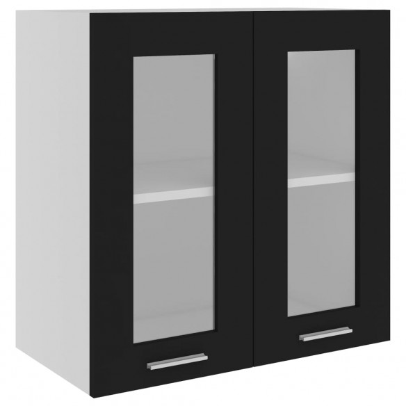 Armoire en verre suspendue Noir 60x31x60 cm Aggloméré