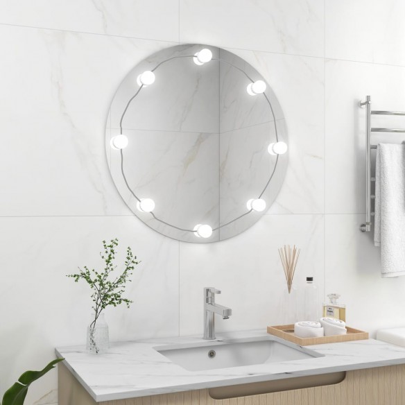 Miroir mural avec lampes LED Rond Verre