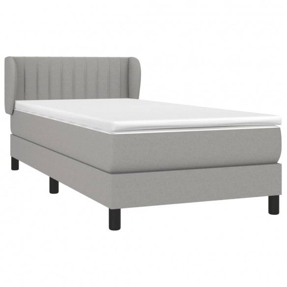 Cadre de lit et matelas Gris clair 90x190 cm Tissu