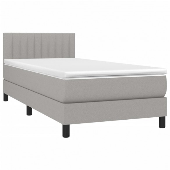 Cadre de lit avec matelas Gris clair 90x200 cm Tissu