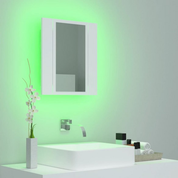 Armoire salle de bain à miroir LED Blanc 40x12x45 cm Acrylique