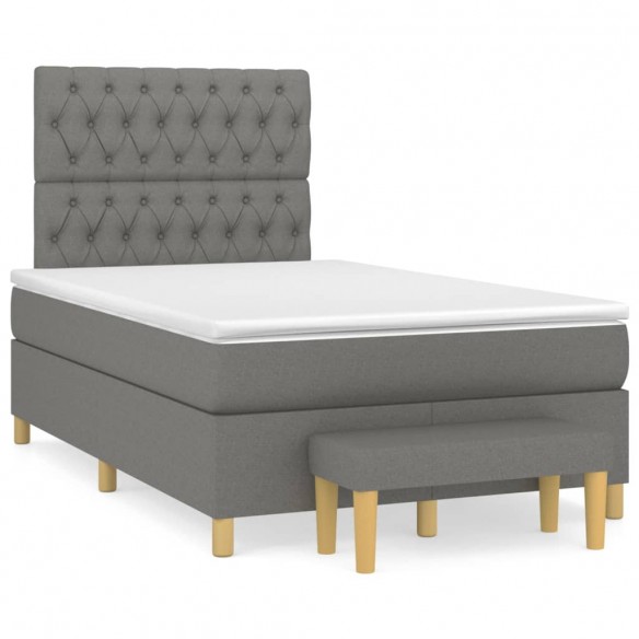 Cadre de lit avec matelas Gris foncé 120x200cm Tissu