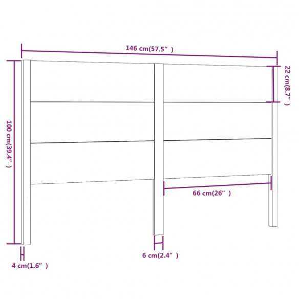 Tête de lit Blanc 146x4x100 cm Bois massif de pin