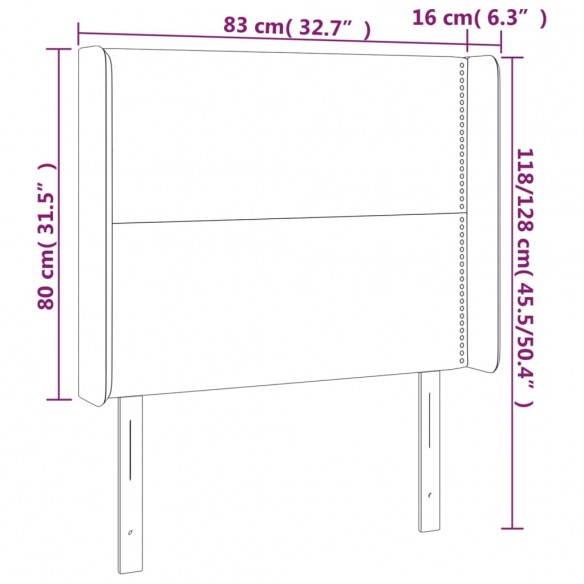 Tête de lit à LED Gris foncé 83x16x118/128 cm Tissu