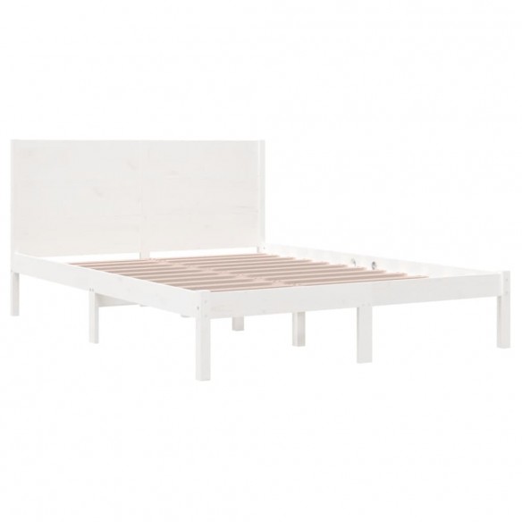 Cadre de lit Blanc Bois de pin massif 140x200 cm