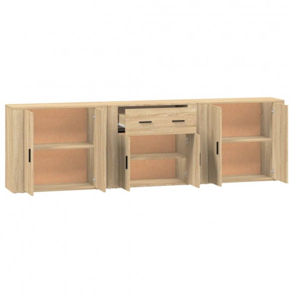 Buffets 3 pcs Chêne sonoma Bois d'ingénierie