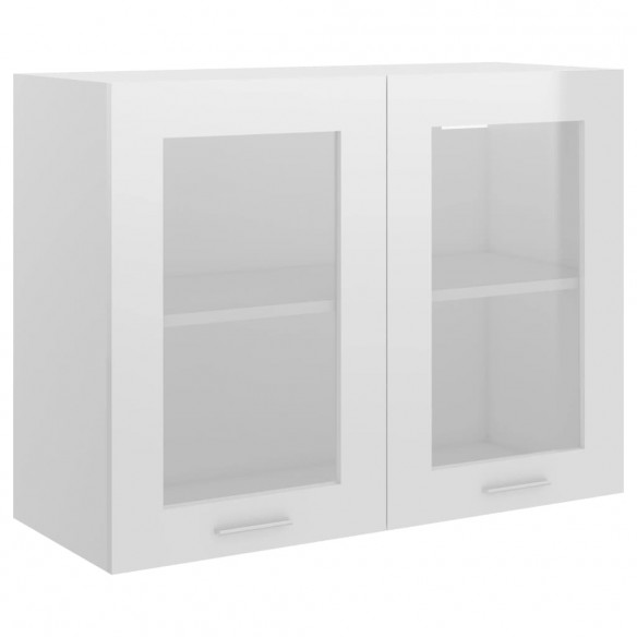 Armoire en verre suspendue Blanc brillant 80x31x60 cm Aggloméré