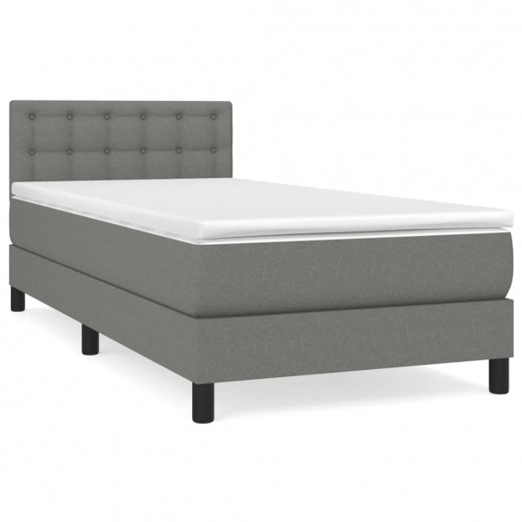 Cadre de lit et matelas Gris foncé 90x190 cm Tissu