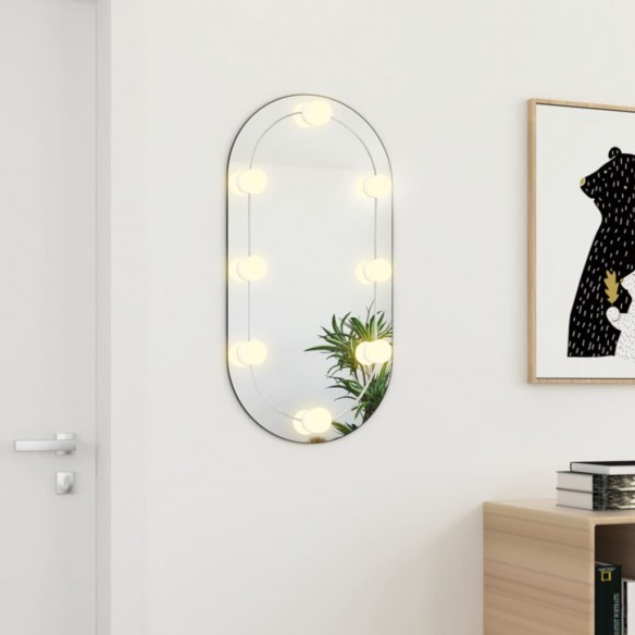 Miroir avec éclairage LED 80x40 cm Verre Ovale