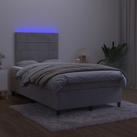 Cadre de lit matelas et LED Gris clair 120x200 cm