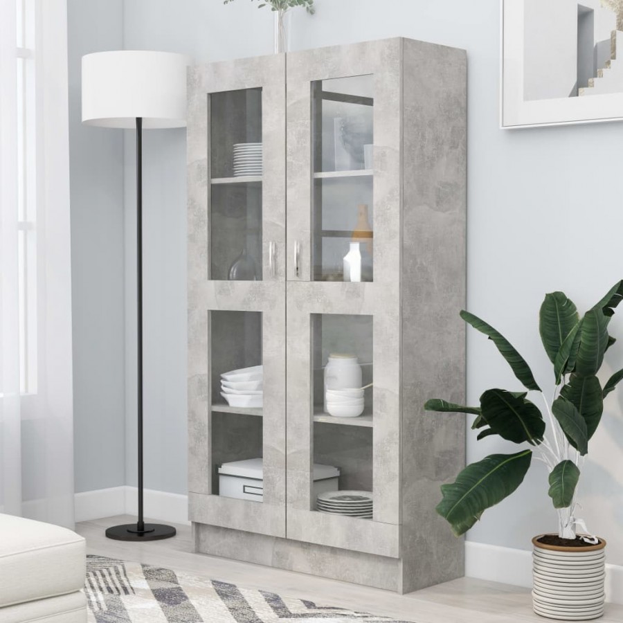 Armoire à vitrine Gris béton 82,5x30,5x150 cm Aggloméré