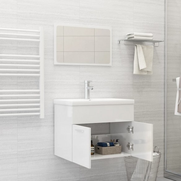 Ensemble de meubles de salle de bain Blanc brillant Aggloméré