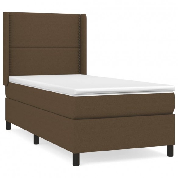 Cadre de lit avec matelas Marron foncé 90x190 cm