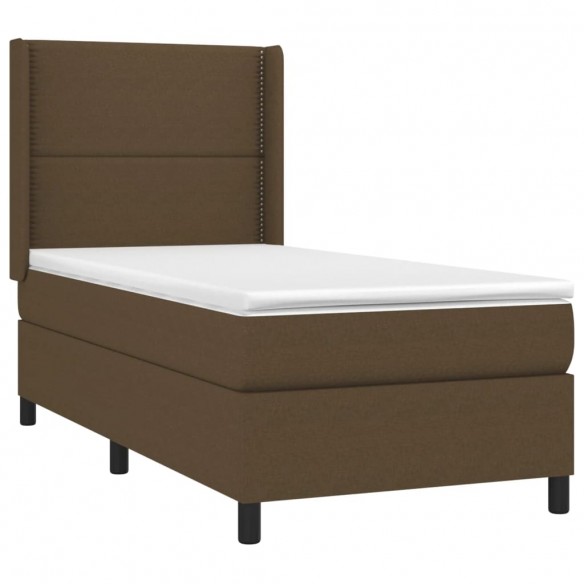 Cadre de lit avec matelas Marron foncé 90x190 cm