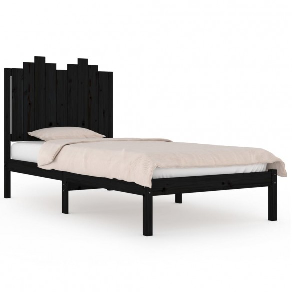 Cadre de lit Noir Bois de pin massif 90x190 cm Simple