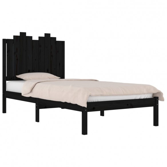 Cadre de lit Noir Bois de pin massif 90x190 cm Simple