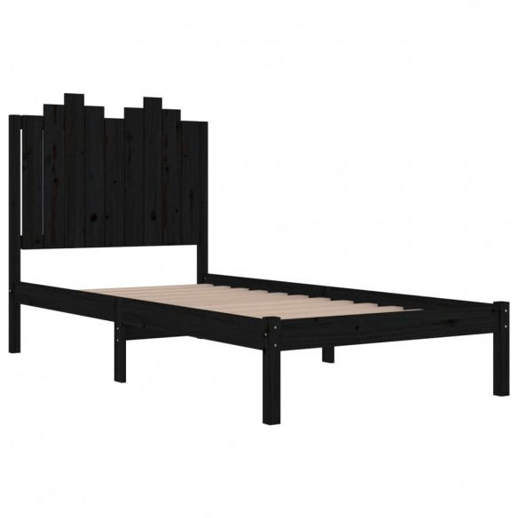 Cadre de lit Noir Bois de pin massif 90x190 cm Simple