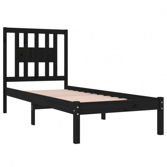 Cadre de lit Noir Bois massif 90x190 cm Simple