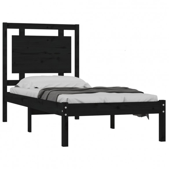 Cadre de lit Noir Bois massif 90x190 cm Simple