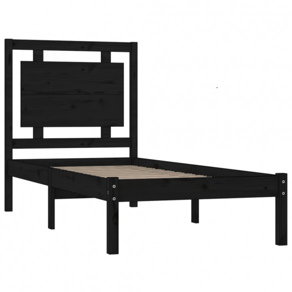 Cadre de lit Noir Bois massif 90x190 cm Simple