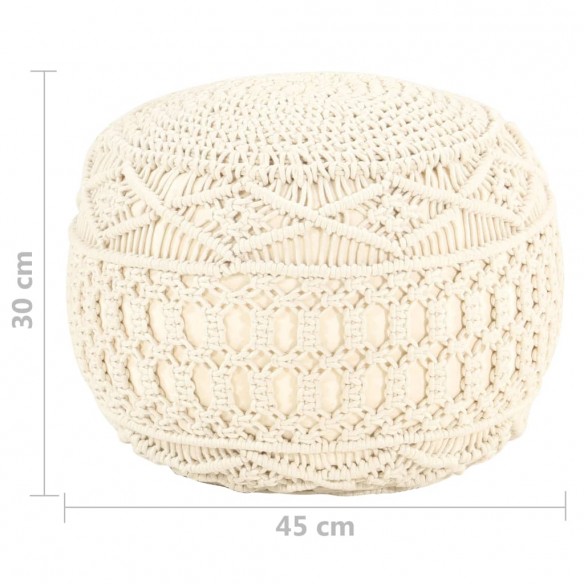 Pouf fait à la main en macramé 45x30 cm Coton