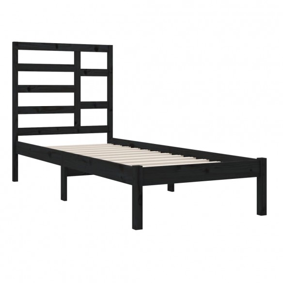 Cadre de lit Noir Bois massif 90x190 cm Simple