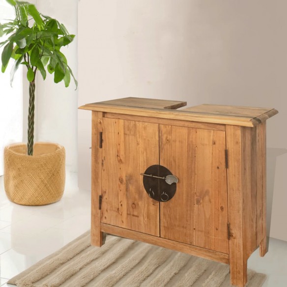 Meuble-lavabo de salle de bains pin massif 70x32x63 cm