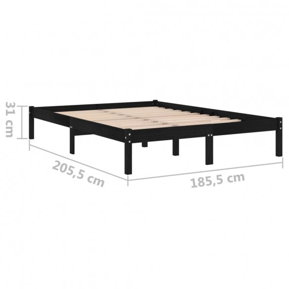 Cadre de lit Noir Bois massif 180x200 cm Super King